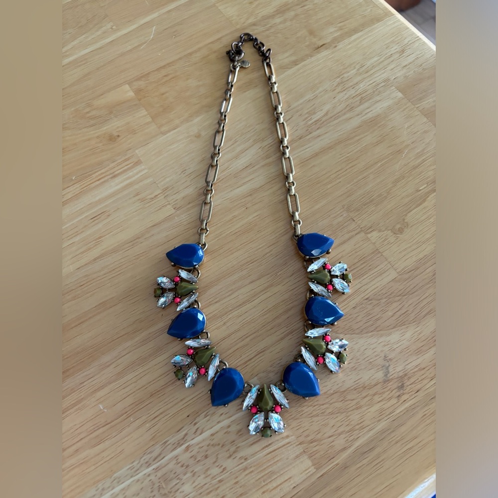 J. Crew Blue and Green Teardrop Necklace